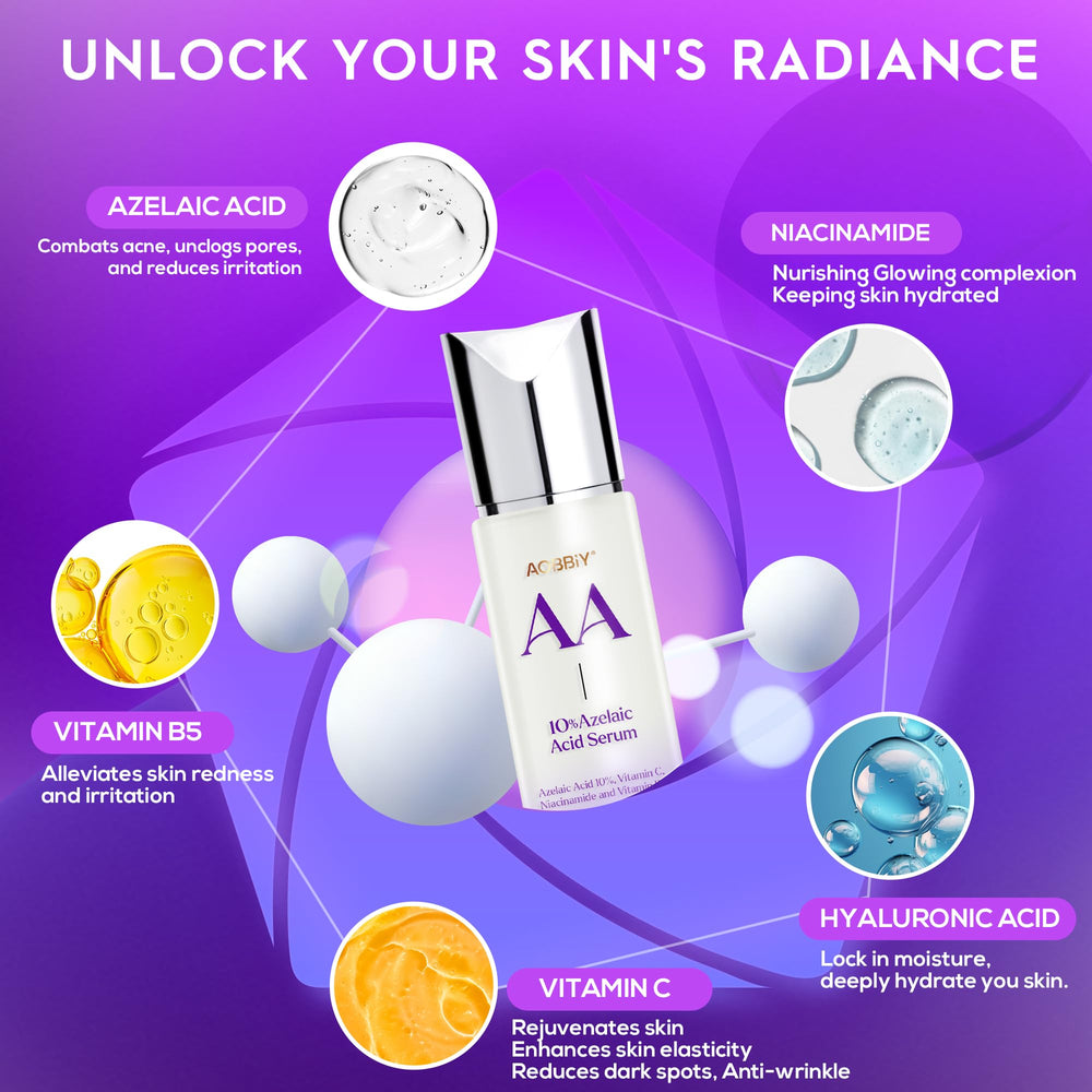 AOBBIY Azelaic Acid Serum application swatch demonstrates hydrating, even-toned skin results.
