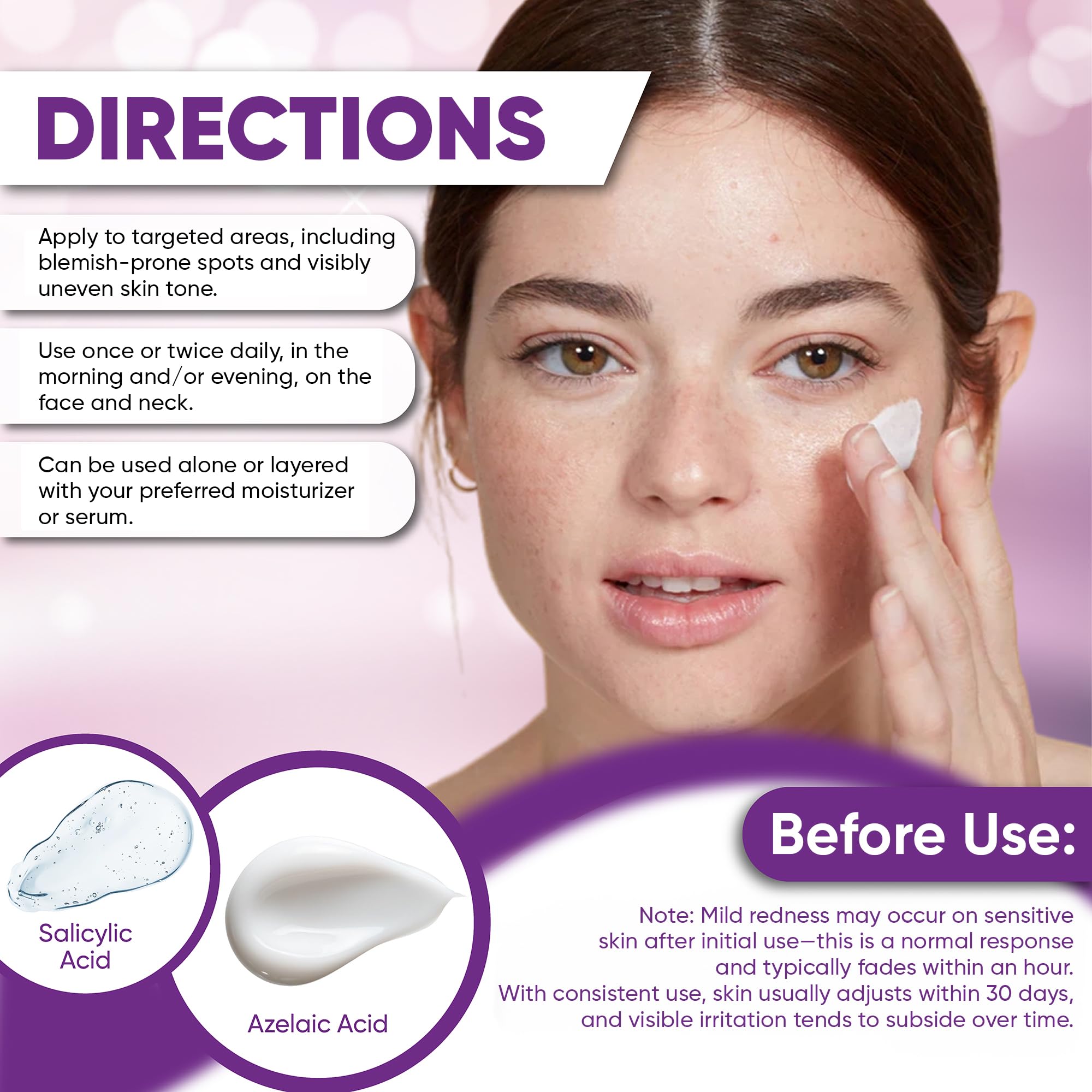 AOBBIY Azelaic Cream swirl communicates gentle exfoliation and pore care