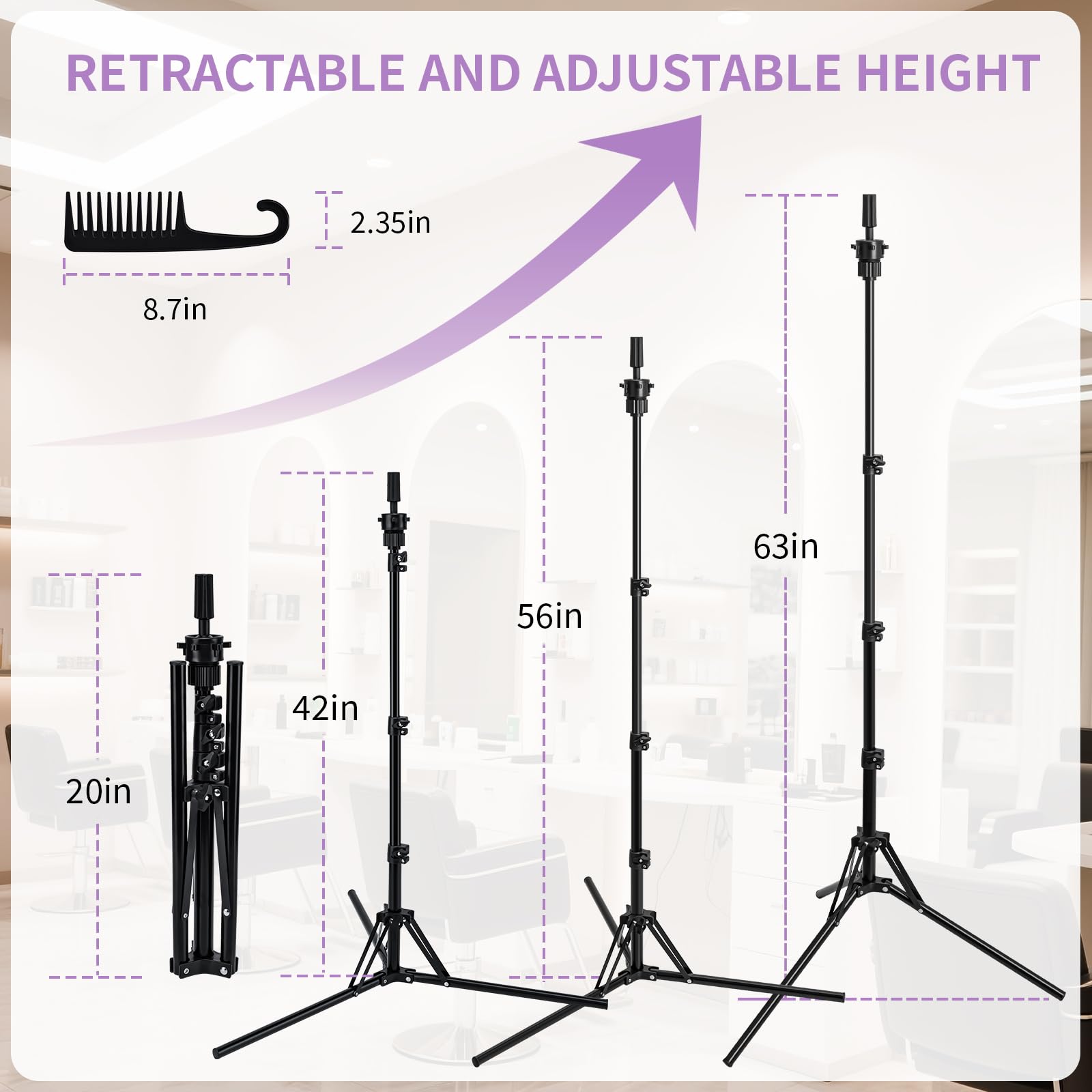 Aofadaning foldable wig head stand collapsed for easy storage or travel