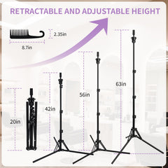 Aofadaning foldable wig head stand collapsed for easy storage or travel