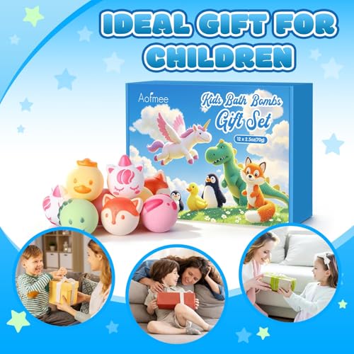 Aofmee kids bath bombs with blueberry aroma deliver a calming sensory experience.