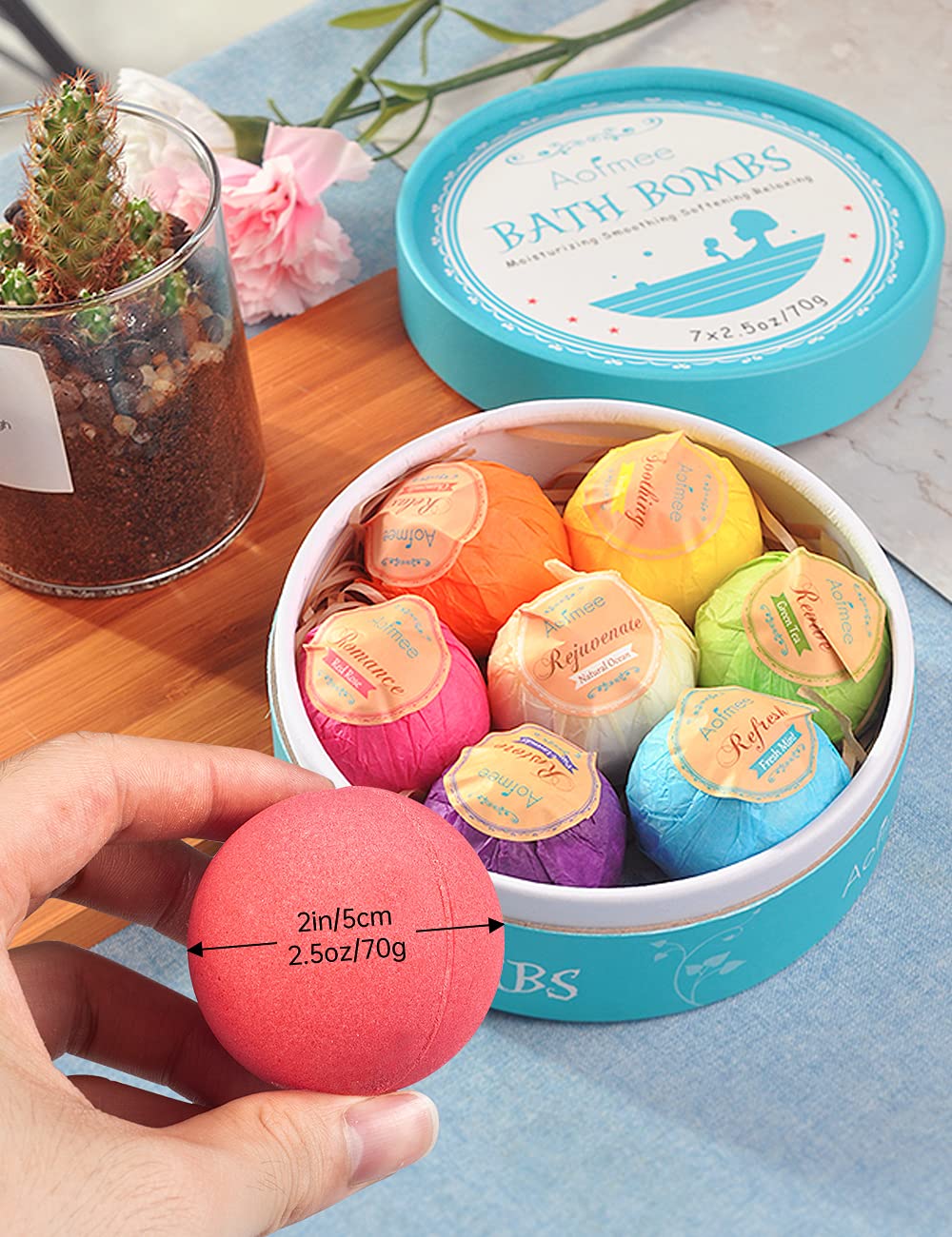 Aofmee bath bombs skin-moisturizing focus suggests gentle hydration after bath