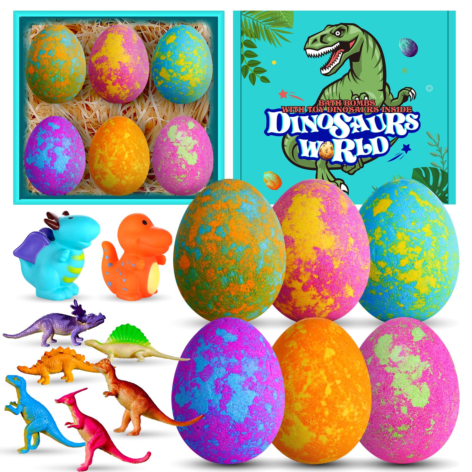Aofmee dinosaur-egg-bath-bomb-pack is perfect for engaging kids during bathtime