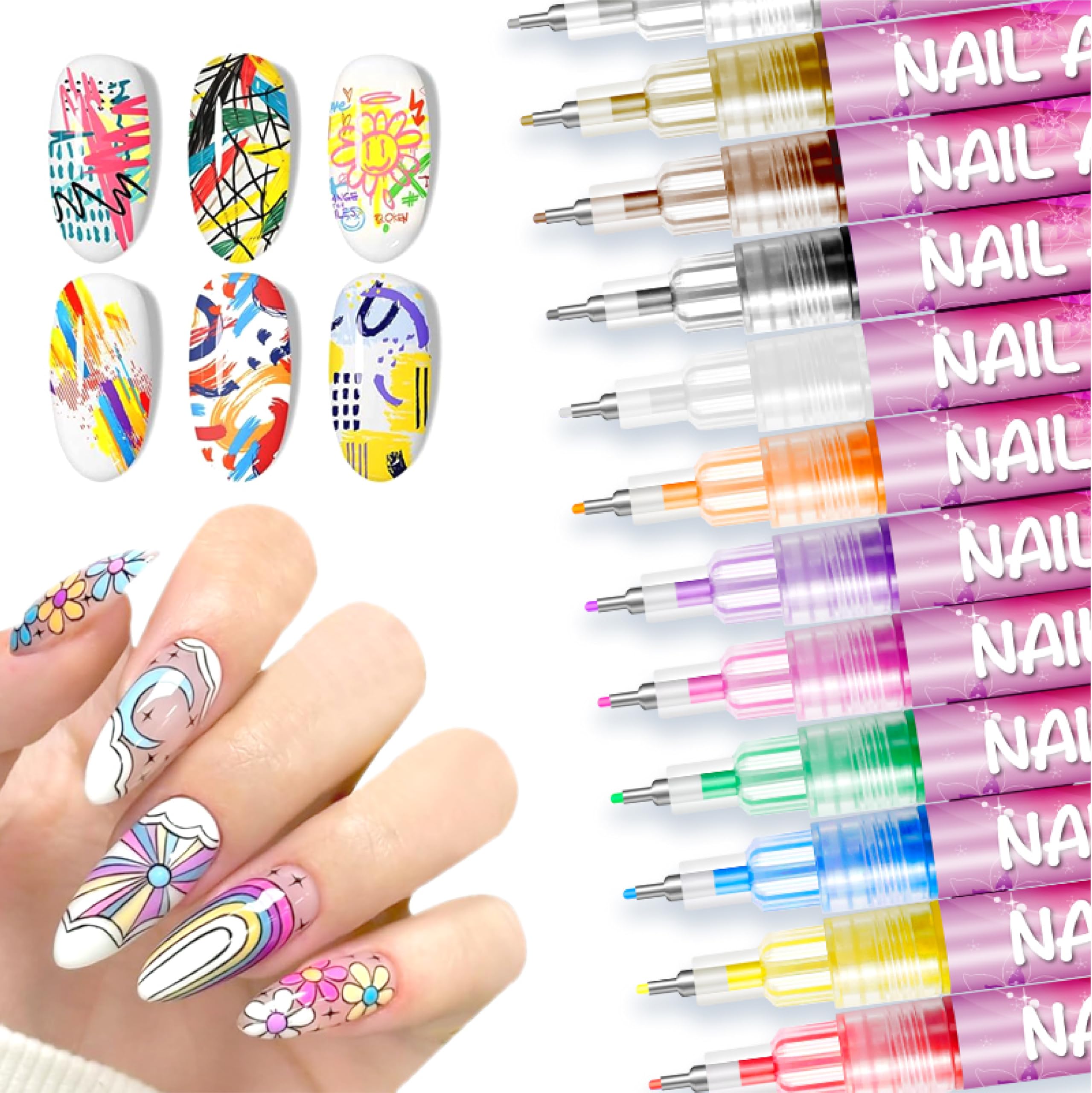 AOKELEON nail art pens on bare nails for quick DIY styling