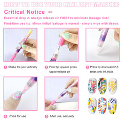AOKELEON nail art pens activate with shaking to deliver smooth ink flow