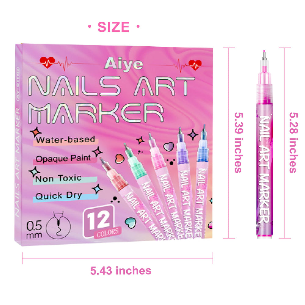 AOKELEON nail art pen close-up showing 0.5mm tip for precise detailing