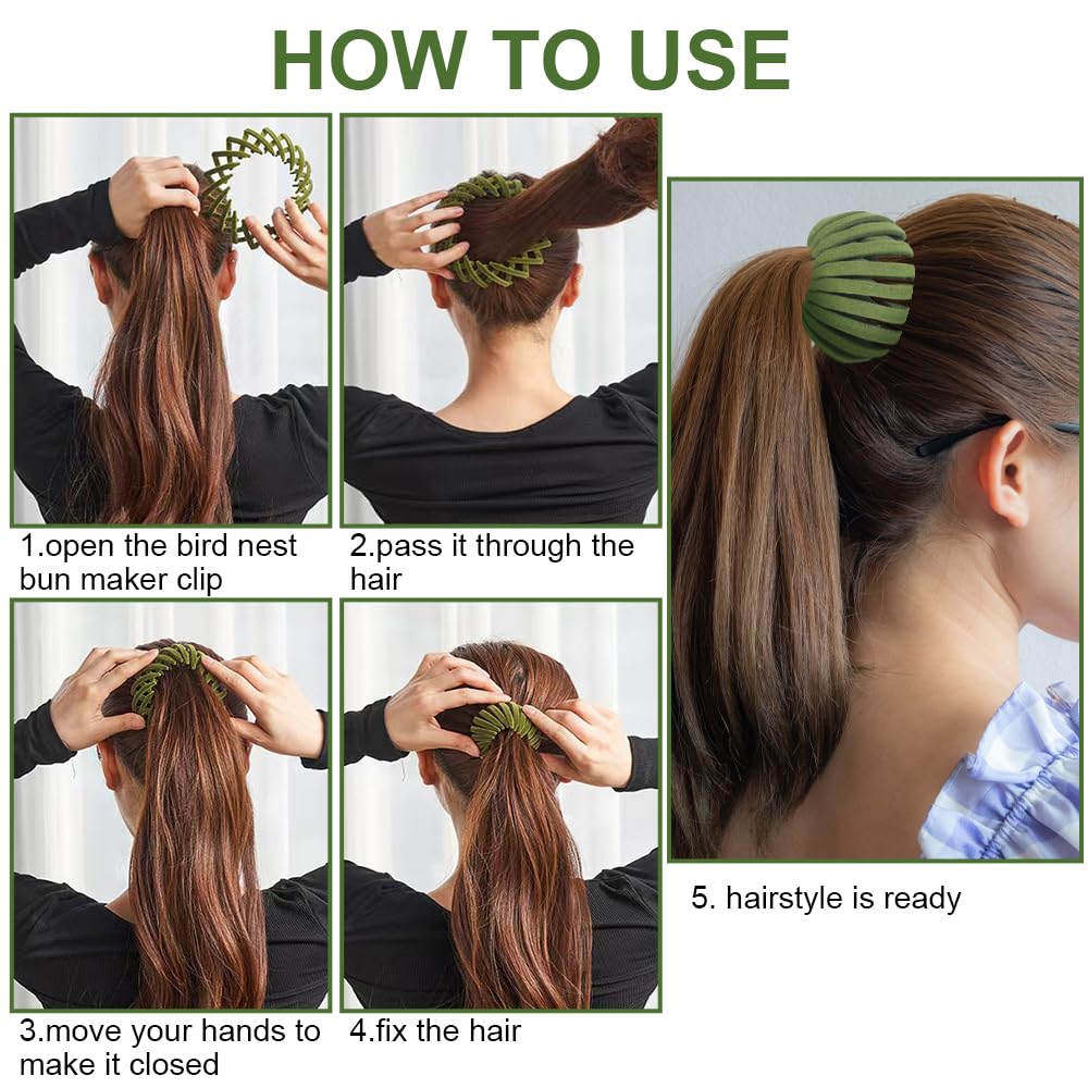 Aokid expandable ponytail hairpin in use on a sleek ponytail