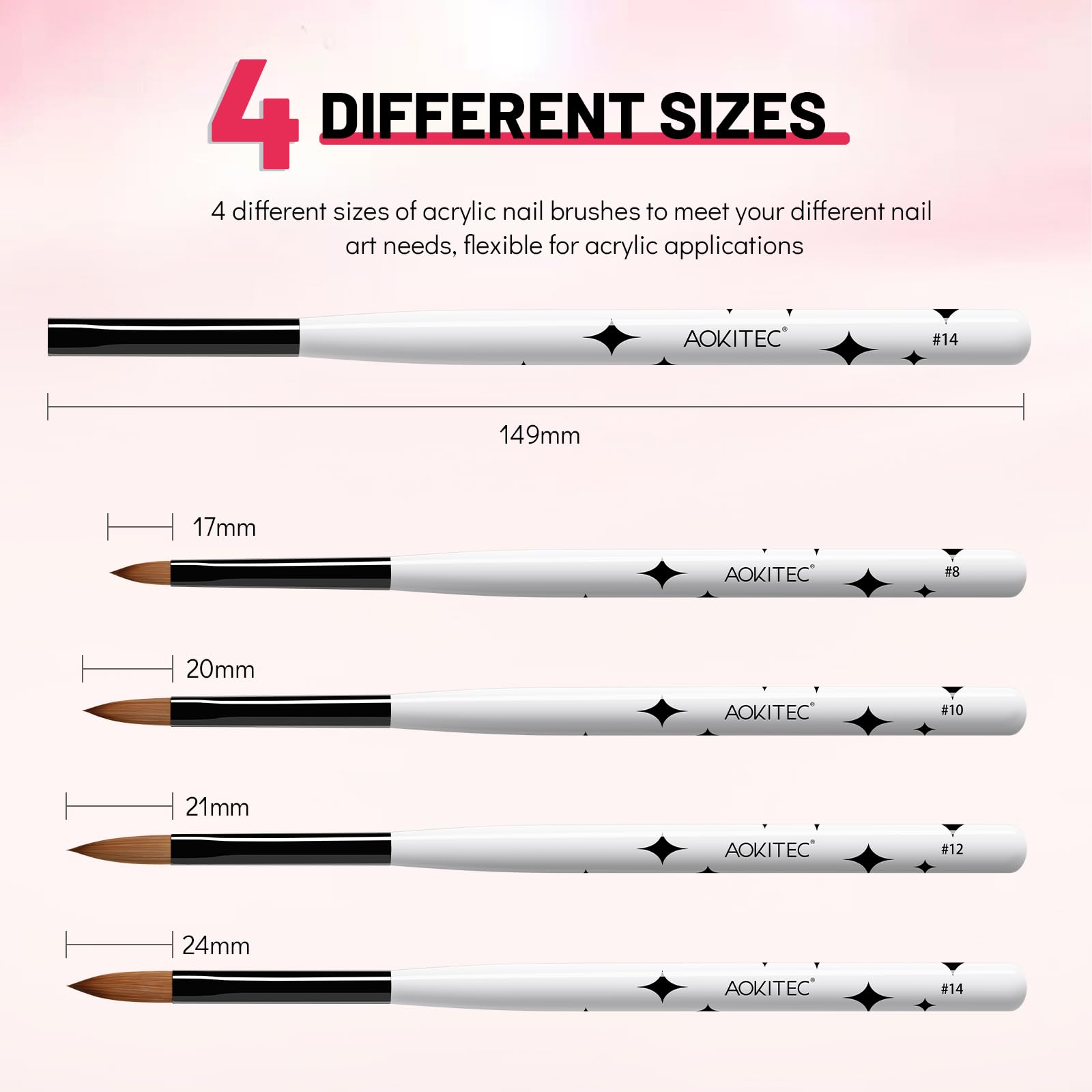 Aokitec ergonomic white handle with black stars improves comfort during manicures.