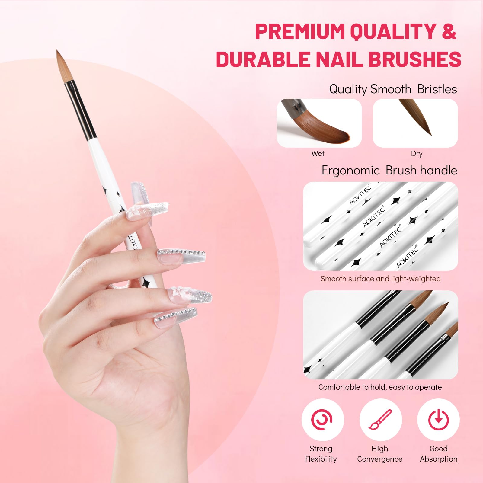 Aokitec brush set includes sizes 8, 10, 12, 14 for carving and extension.