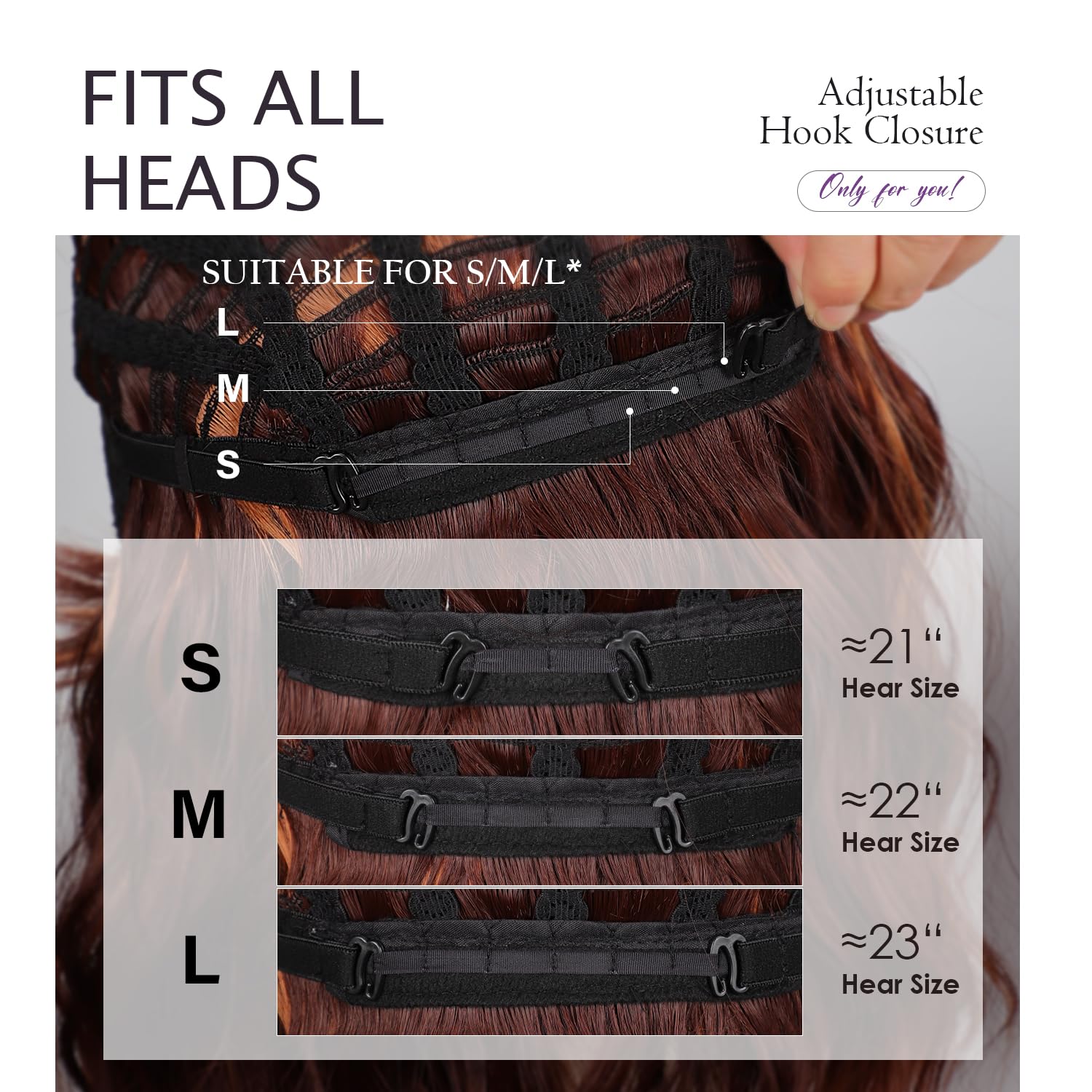 Aokiya Bob Wavy Wig adjustable straps ensure secure fit.