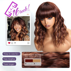 Aokiya Bob Wavy Wig cap detail shows breathable mesh for comfortable daily wear.