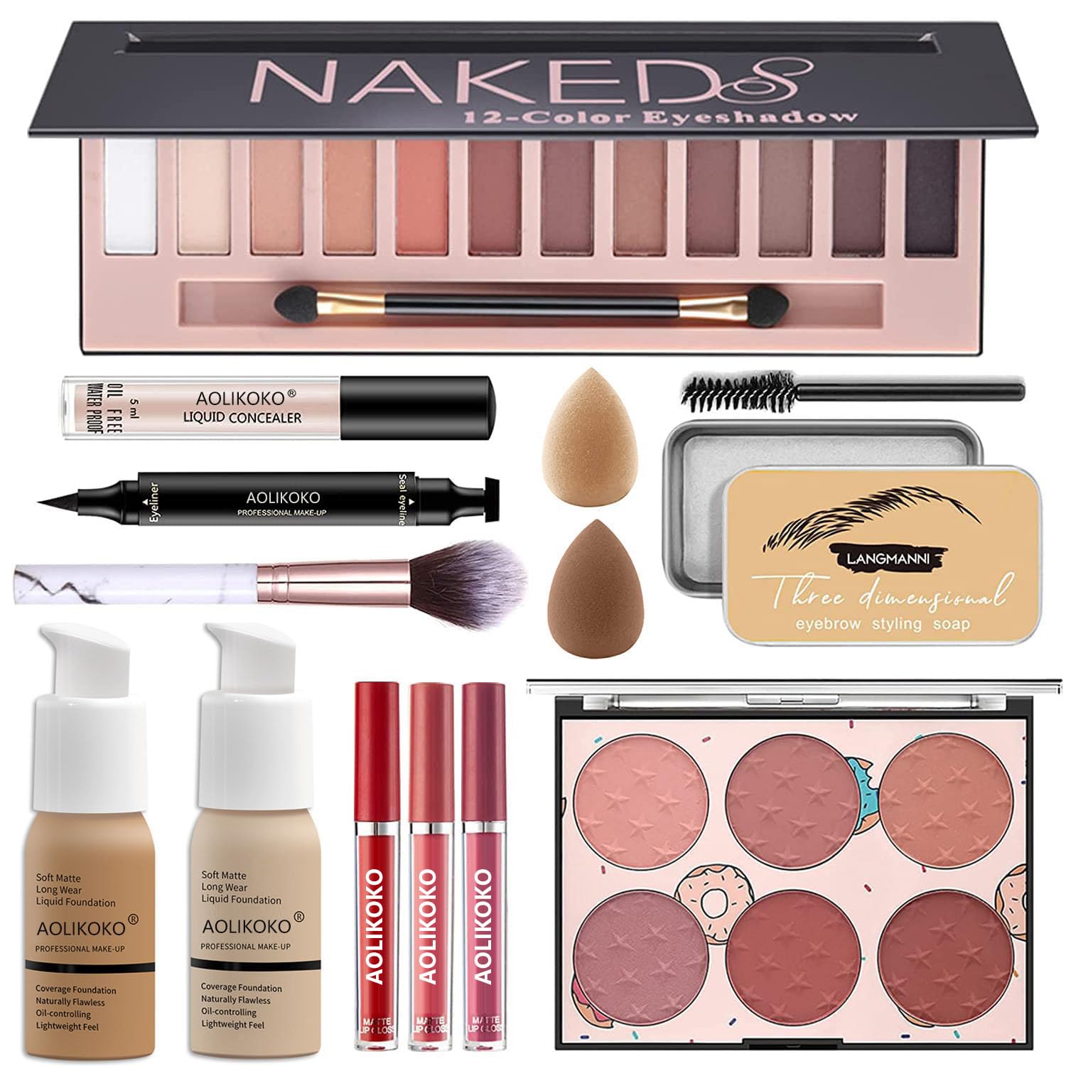 AOLIKOKO 12-Color Pro Makeup Kit eyeshadow palette for versatile looks and color payoff.