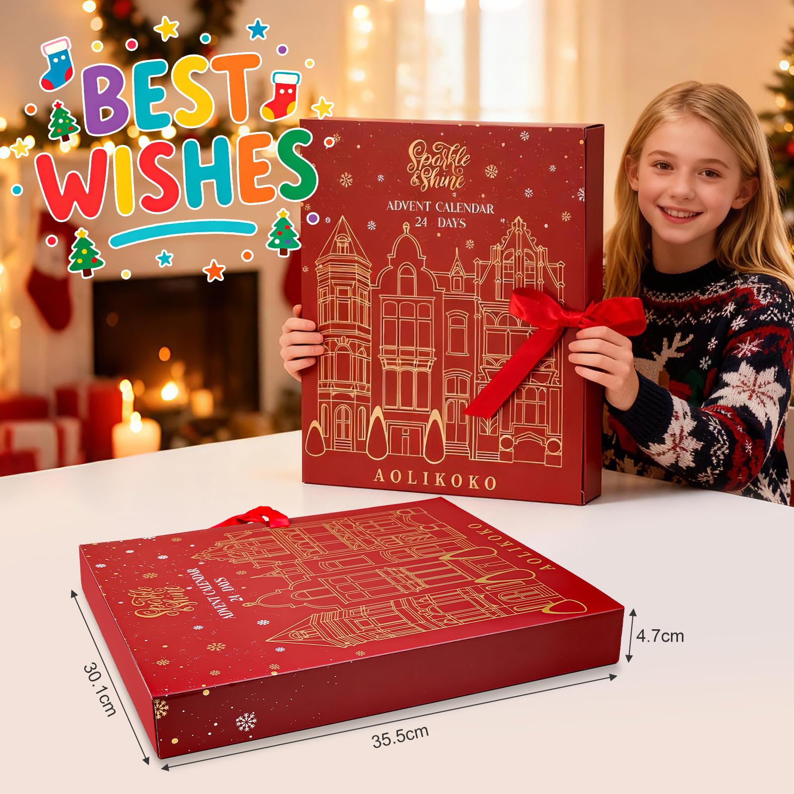 AOLIKOKO advent gift box showcases Christmas packaging and a thoughtful gift for beauty lovers.