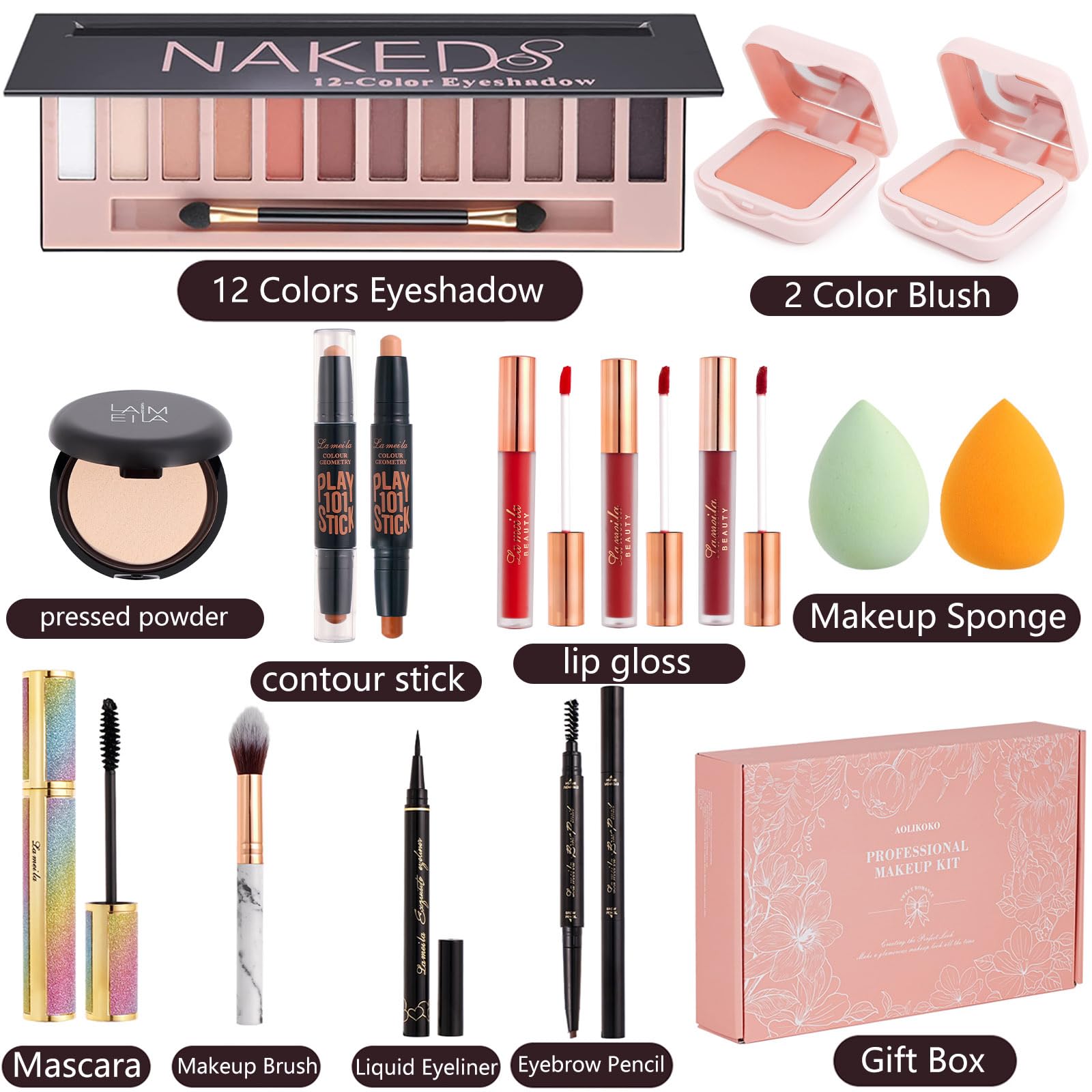 AOLIKOKO makeup kit blush duo adds natural flush for radiant cheeks