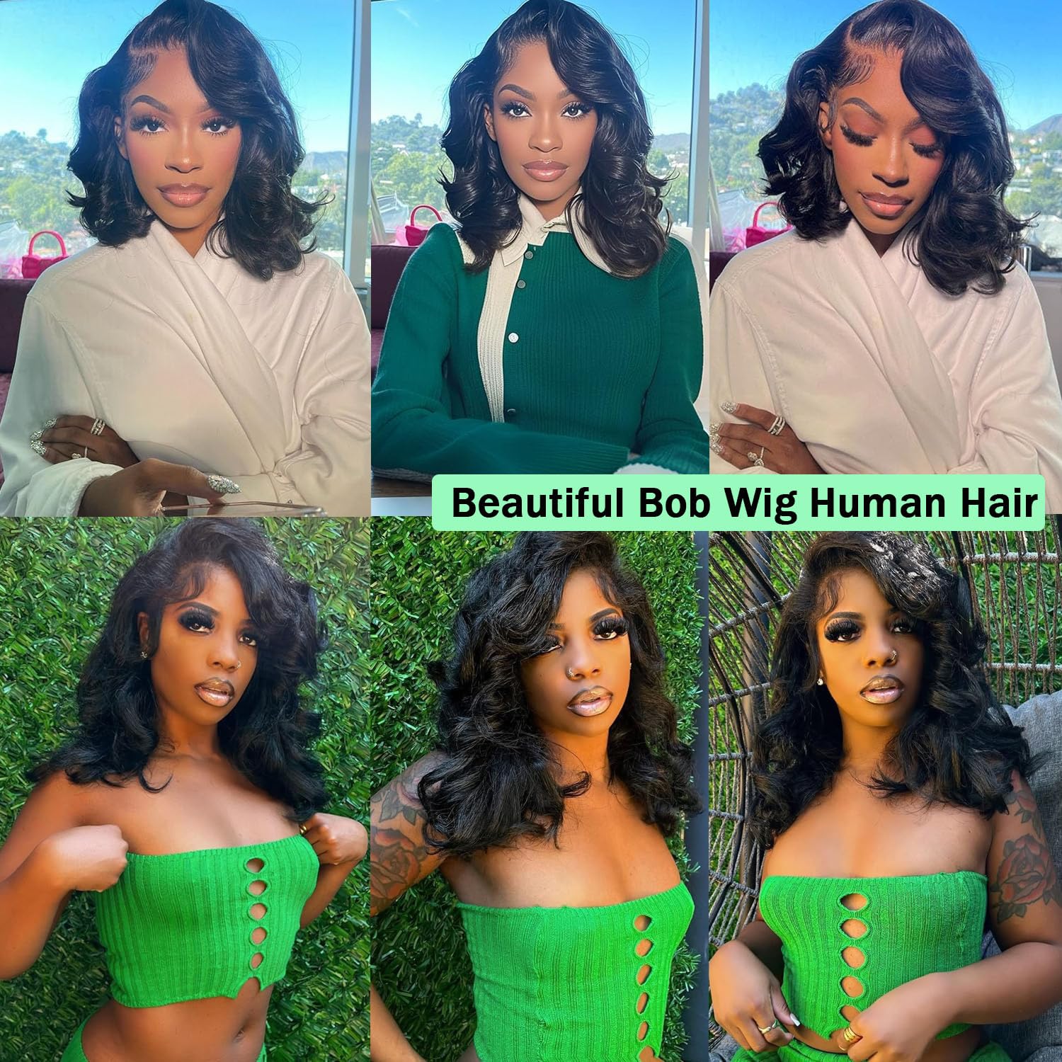 Aolisox wedding party look bob wig offers elegant styling for special occasions.