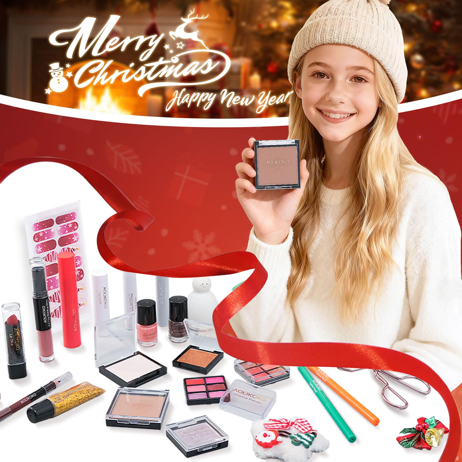 AOLIKOKO advent calendar eyeshadow palette highlights day-to-day eye color options