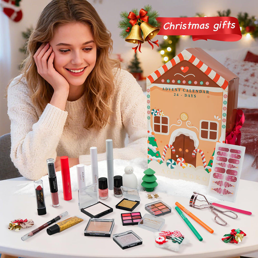AOLIKOKO Advent Calendar 24 days inside palette display for creative holiday looks