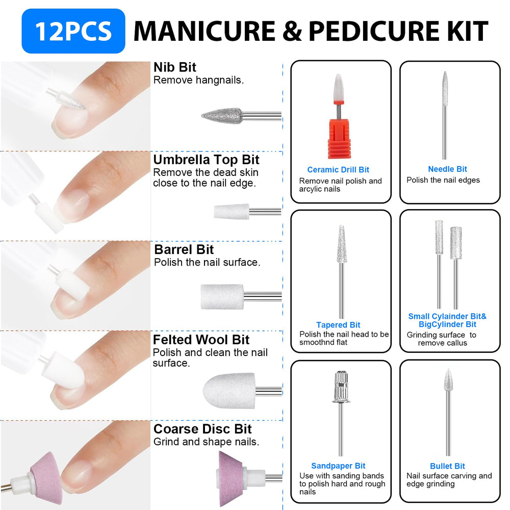 AOMEES nail drill set includes 31 sanding bands for versatile finishes