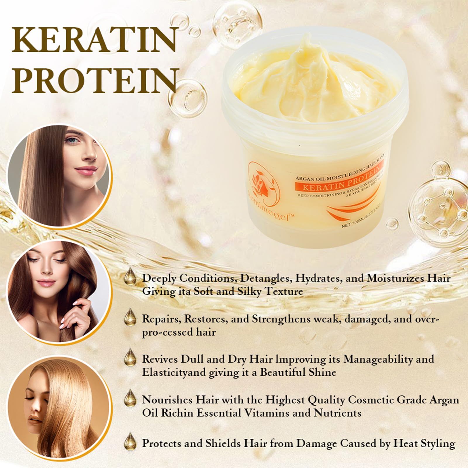 Bright hairstyle after using Aomimegel mask shows enhanced shine and health.
