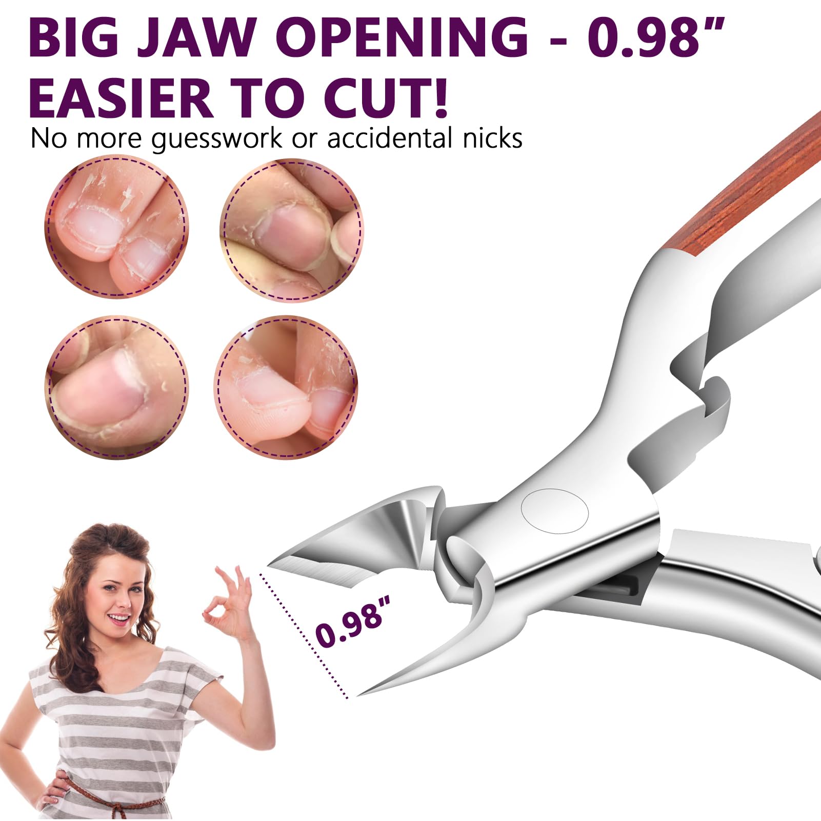 AONOLOVO cuticle nippers spring action demonstrates reliable built-in spring