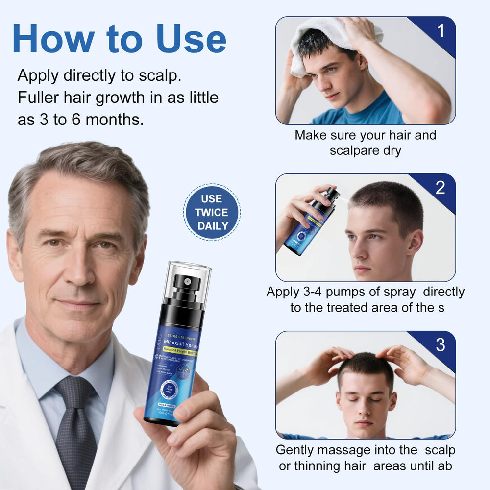 AOOLCF Minoxidil Spray six-month-supply on-shelf convenience for ongoing regrowth.