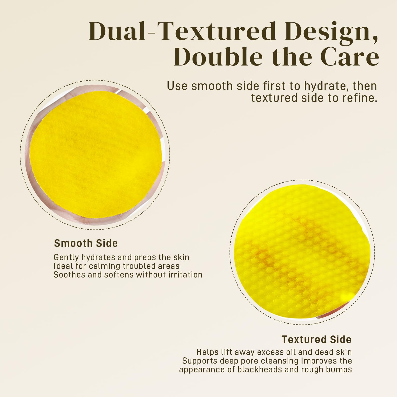 AOPO face cleansing pad on hand illustrates easy, on-the-go daily use.