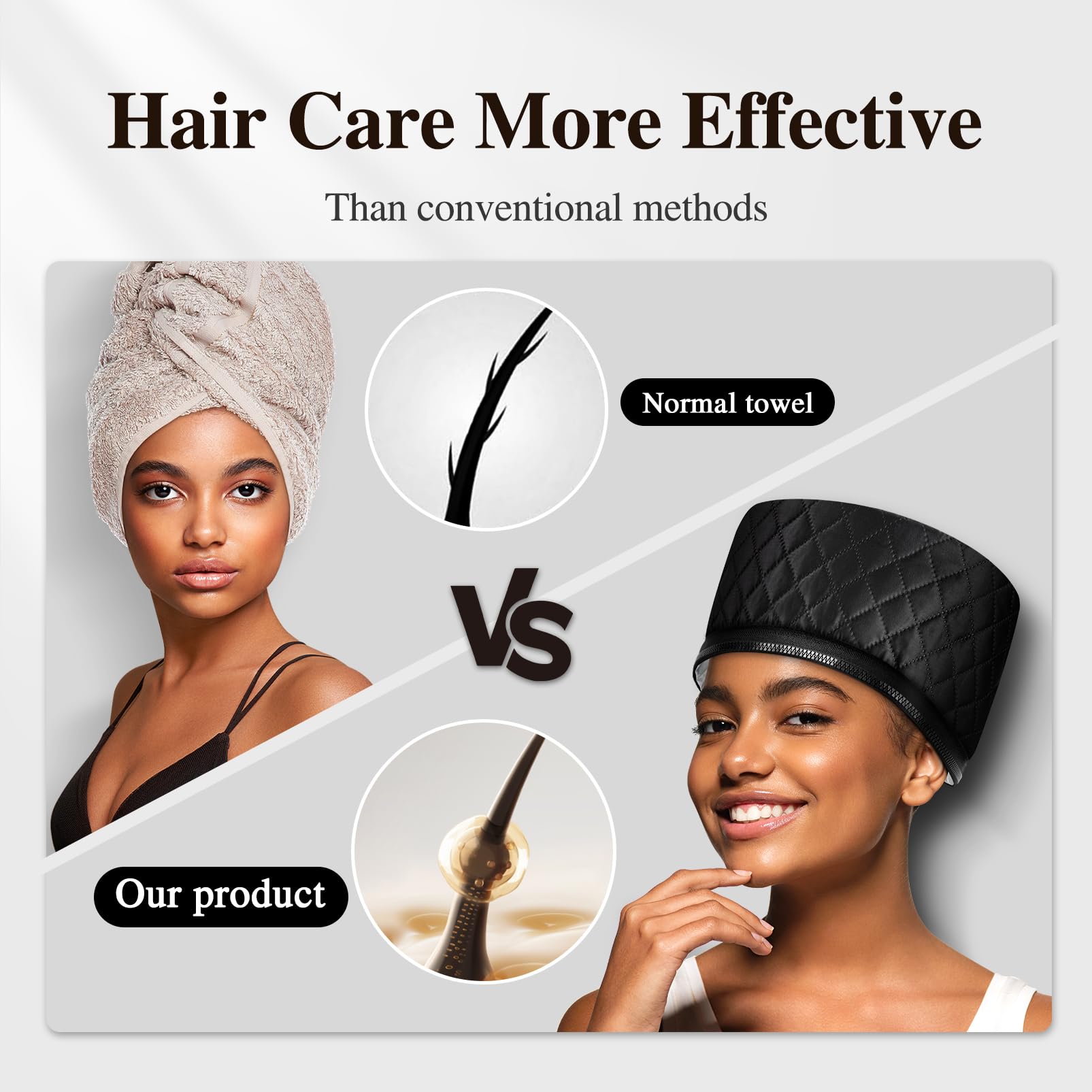 Wide-cap design fits thick, curly hair for even heat distribution.