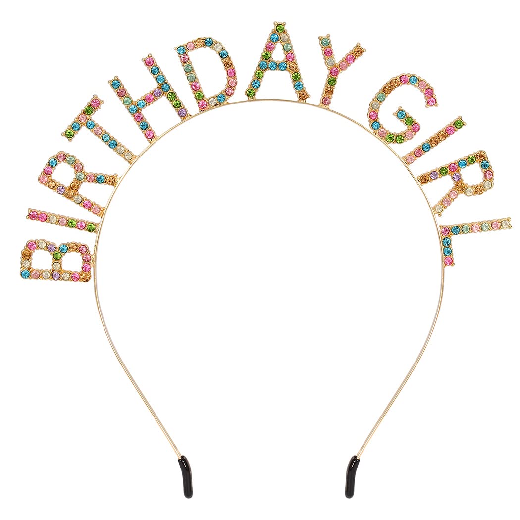 AOPRIE Birthday Girl Headband rhinestone detail sparkles for photos and parties.