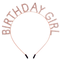 AOPRIE birthday girl headband rose gold for celebrations