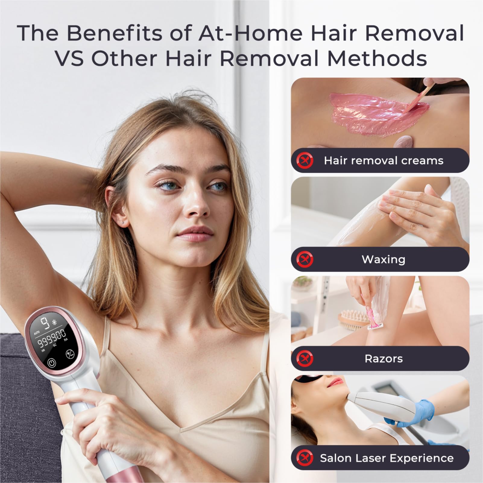 Aopvui laser hair removal device ice-cooling system close-up for comfortable sessions