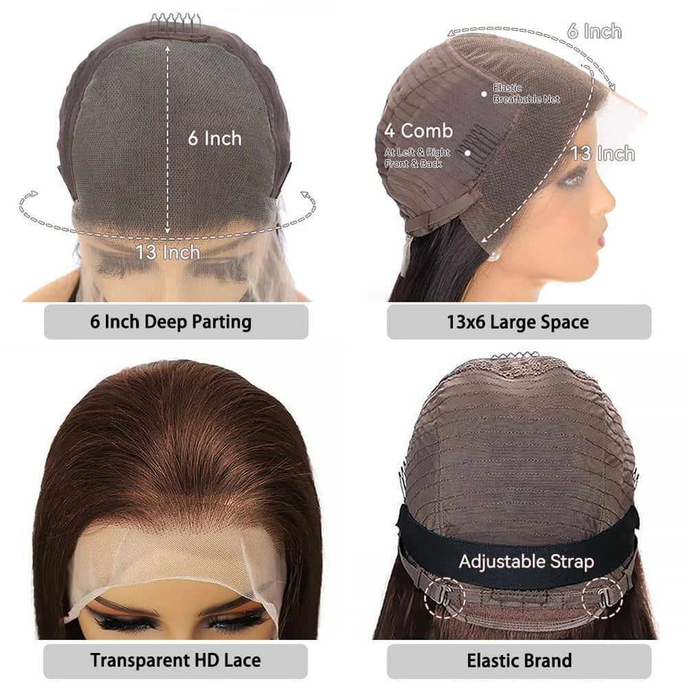Aoque 200-density brown human hair wig provides fullness for dramatic looks