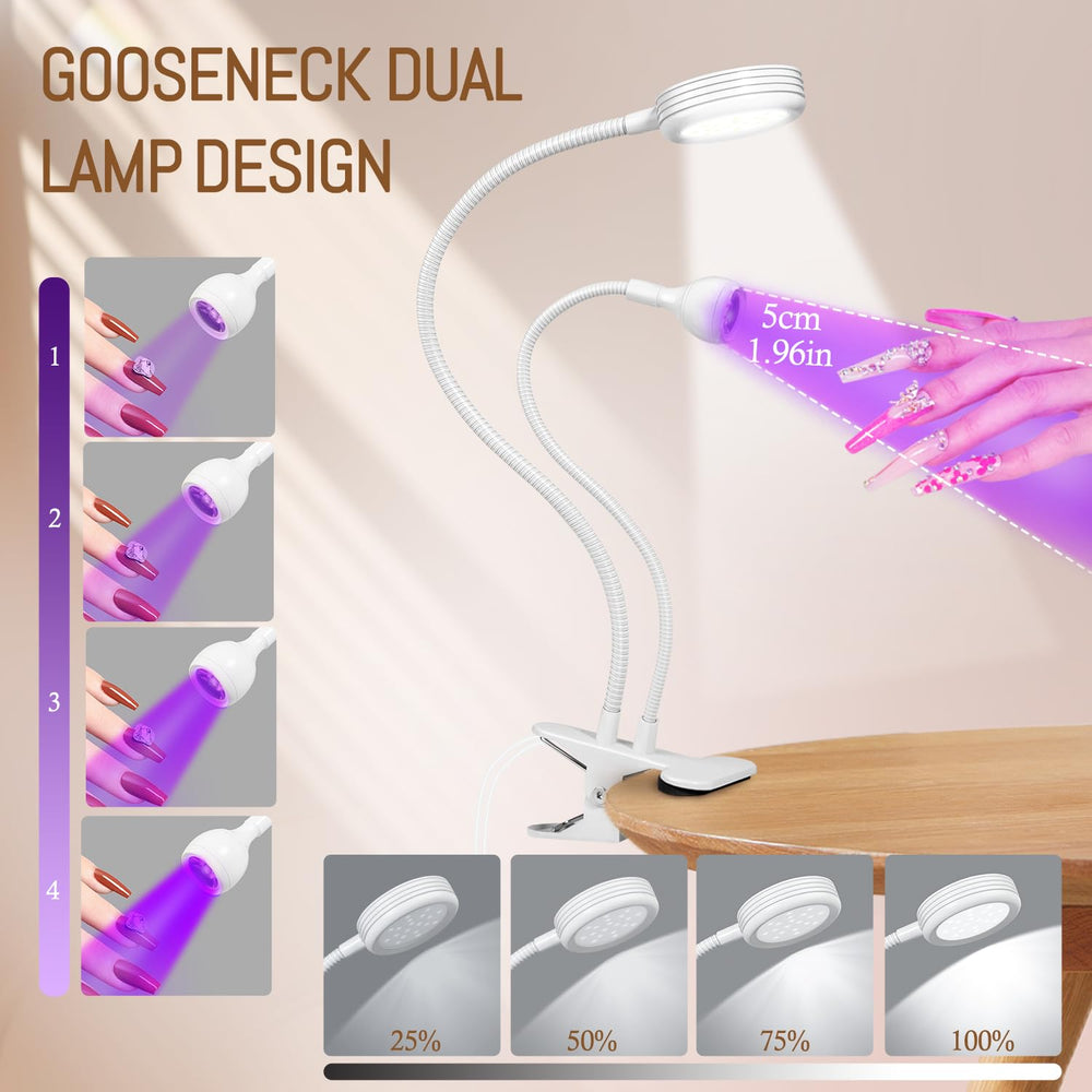 AORAEM dimmable gooseneck lamp provides customizable brightness for precision sessions.