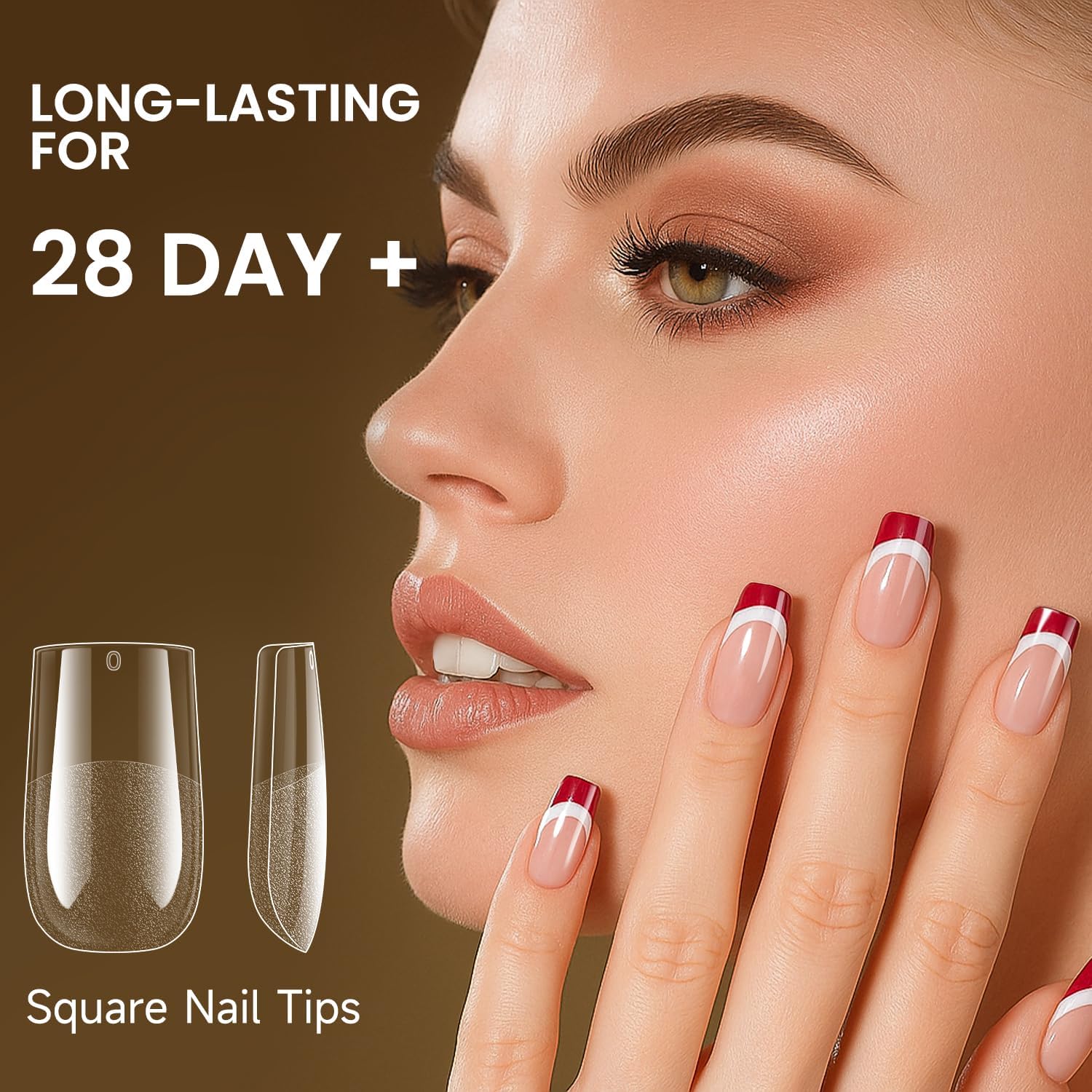 AORAEM easy-apply nail tips highlight simple, no-fuss coloring and shaping.