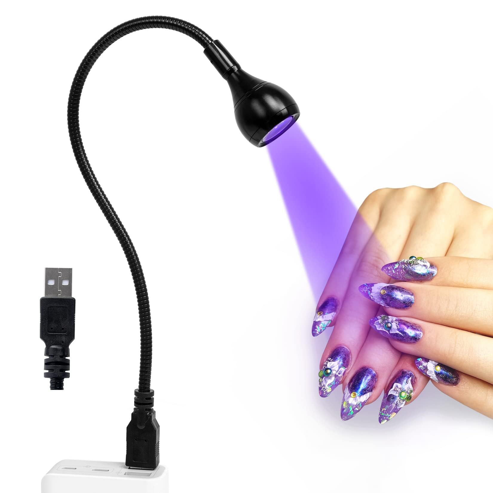 AORAEM LED nail lamp front view showing compact, travel-ready design