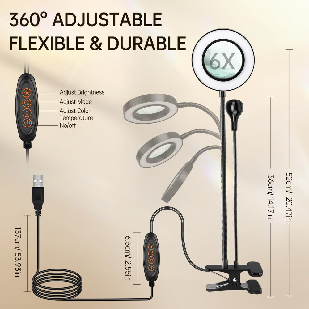 AORAEM lamp features a 360-degree gooseneck for flexible positioning.