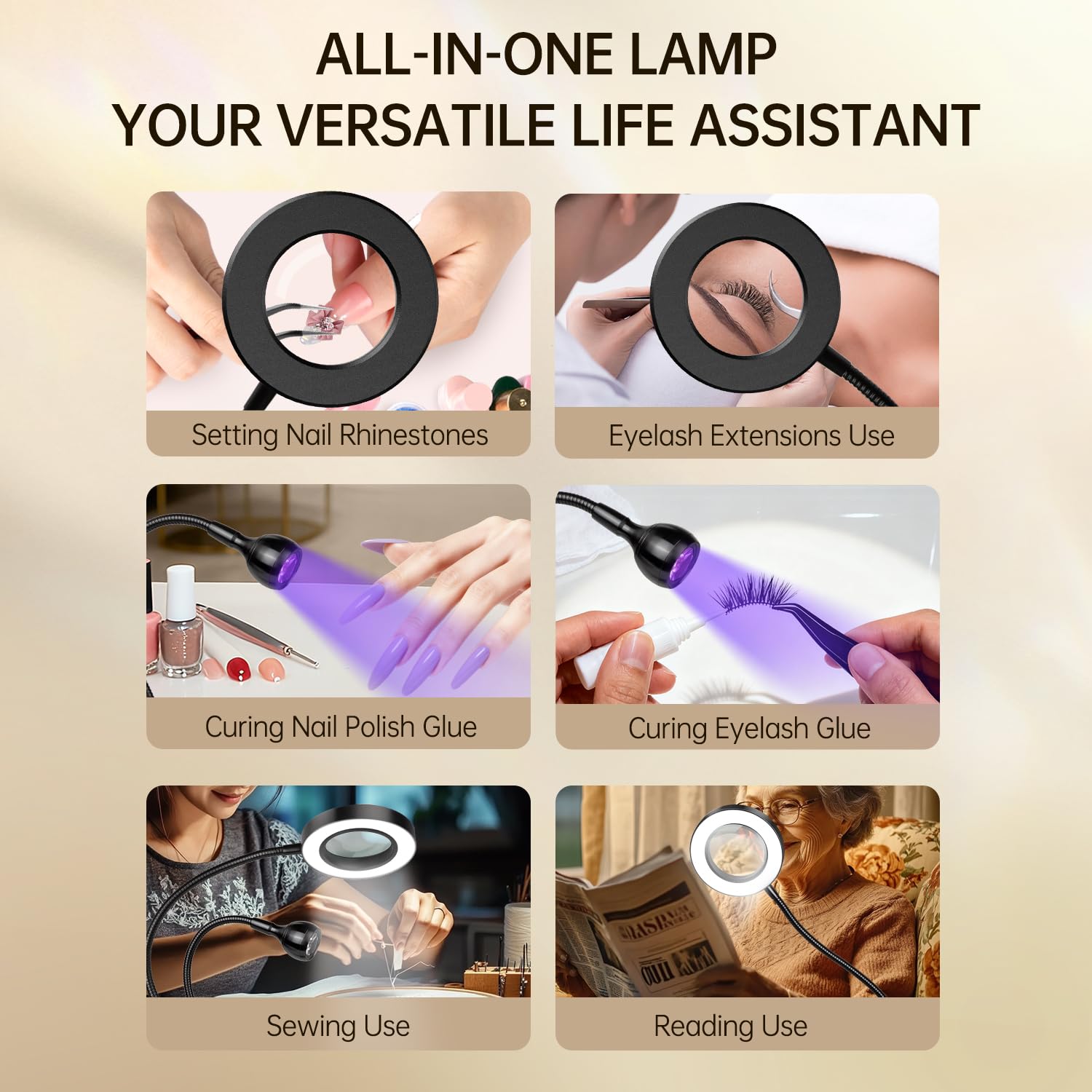 AORAEM lamp offers adjustable color and brightness for comfortable viewing.