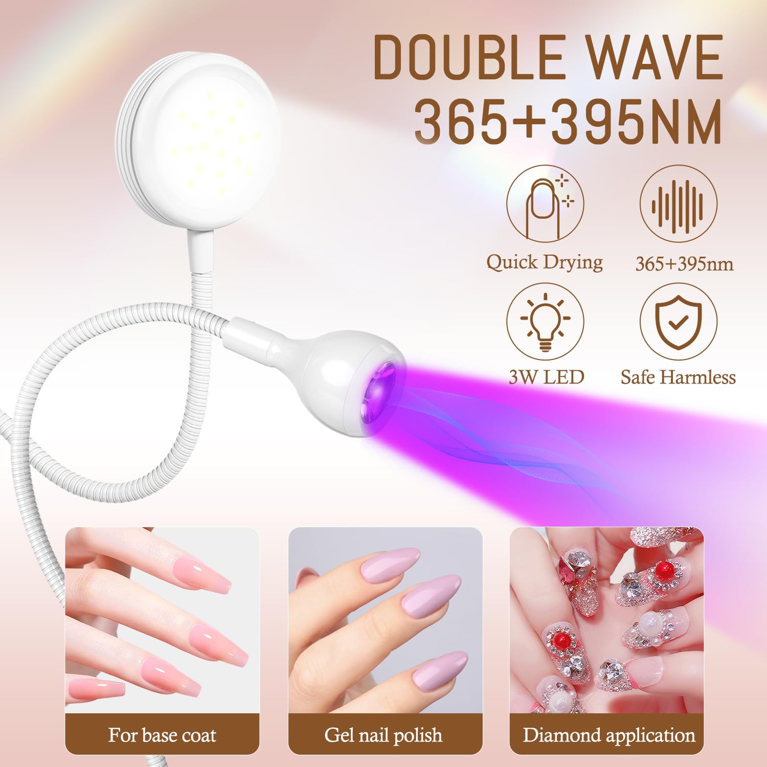 AORAEM quick-dry UV LED nail lamp speeds gel curing at home.
