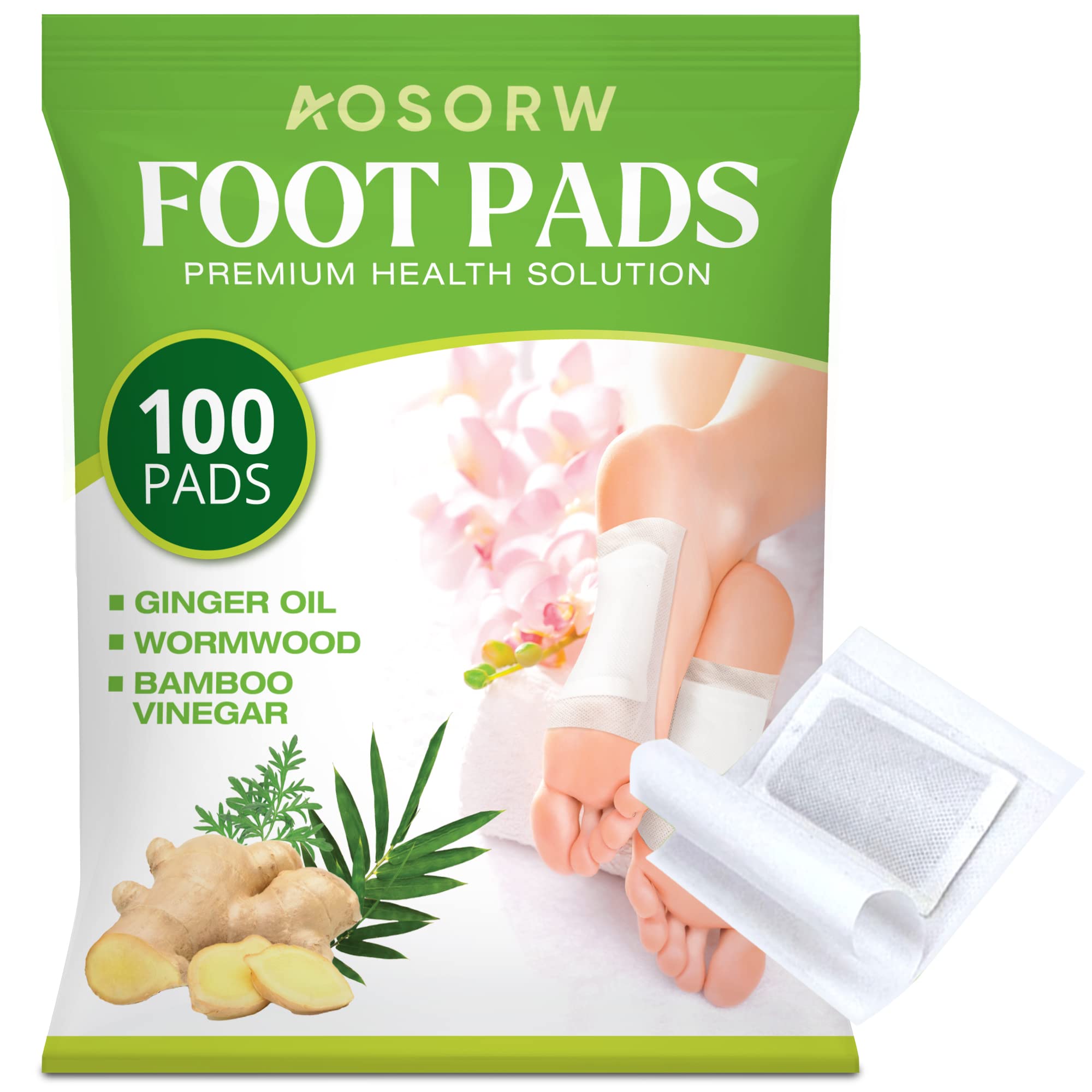 AOSORW foot pads ginger-oil bamboo-charcoal pack promotes cleansing and relaxation after a long day