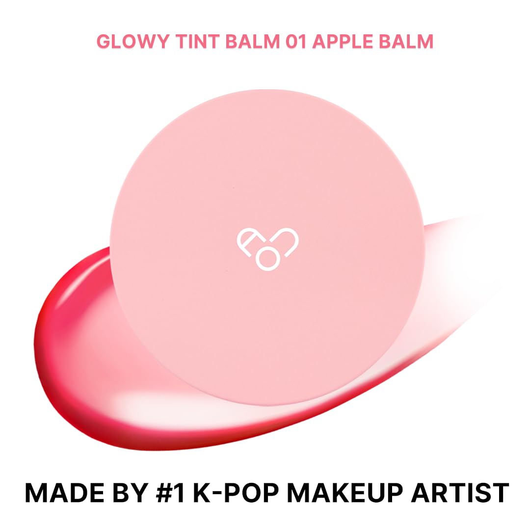 AOU Glowy Tint Balm Apple Balm swatch shows natural pink tint.