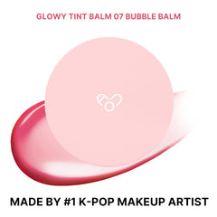 AOU GLOWY TINT BALM tube closeup shows smooth melt-in texture.