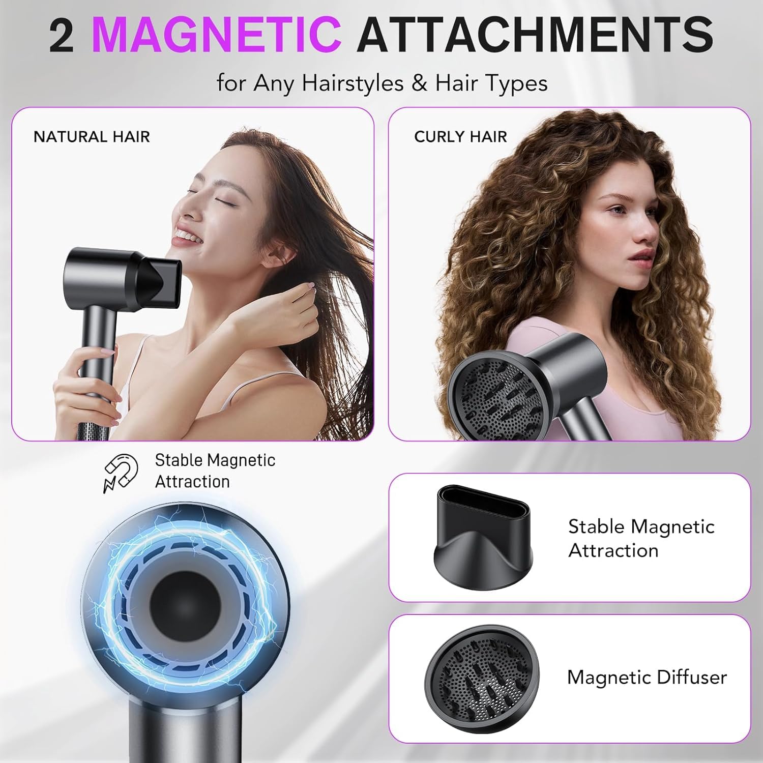 Aowoka hair dryer low-noise design below 59 dB for quiet sessions