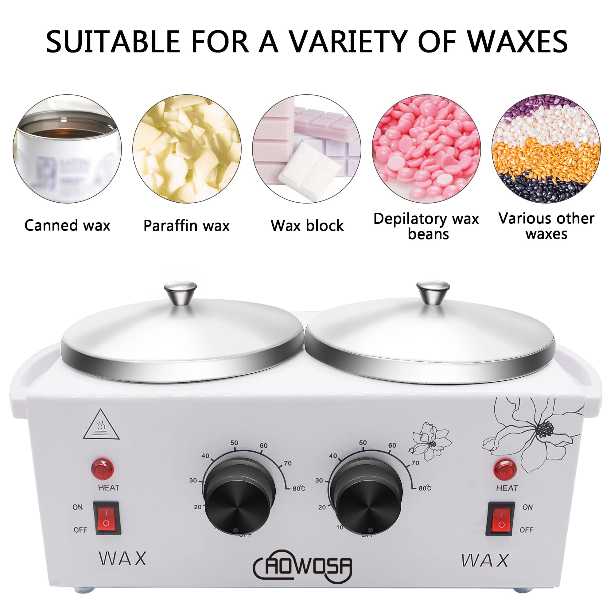 AOWOSA Double Wax Warmer right pot enabling independent wax heating