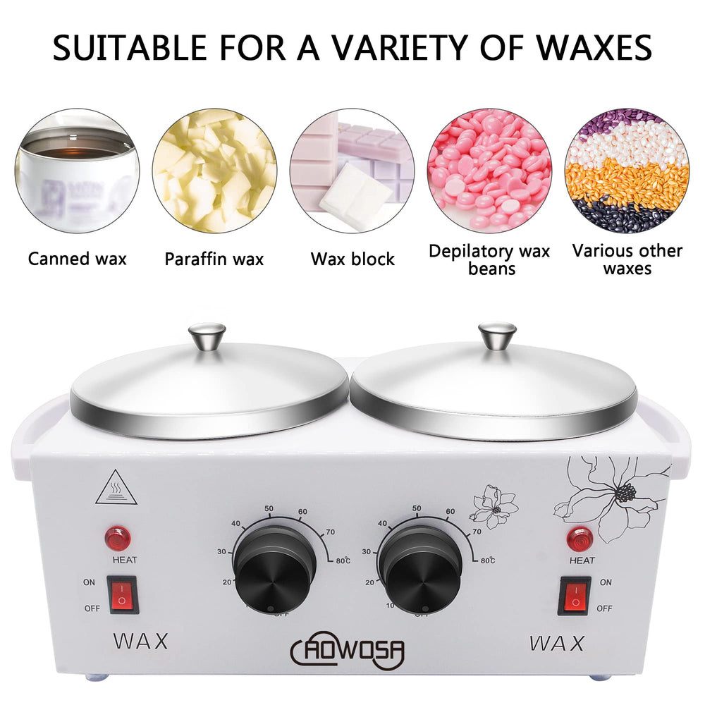 AOWOSA Double Wax Warmer right pot enabling independent wax heating