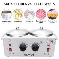 AOWOSA Double Wax Warmer right pot enabling independent wax heating