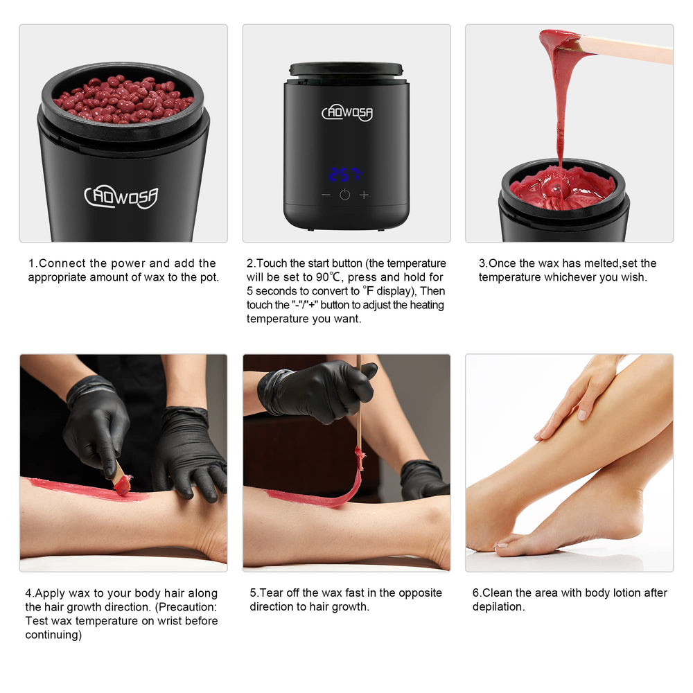 AOWOSA Mini Wax Warmer compact design fits salons or travel bags.