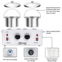 AOWOSA wax warmer left pot control demonstrates independent heating for customization