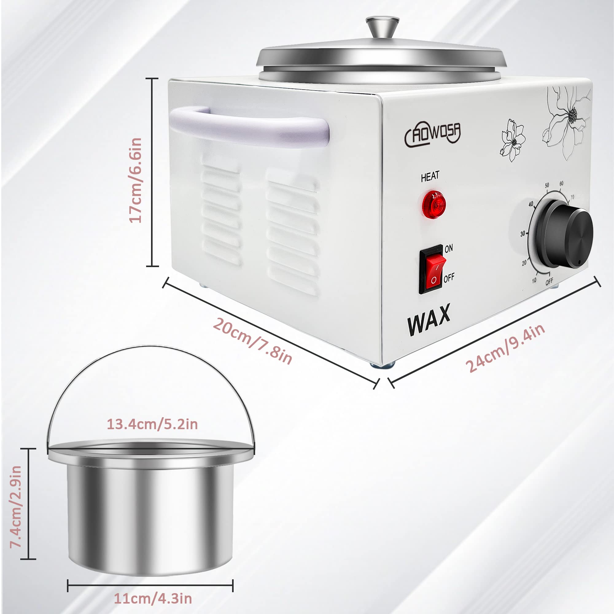 AOWOSA removable wax pot enables easy cleaning and tidier workstation after sessions.