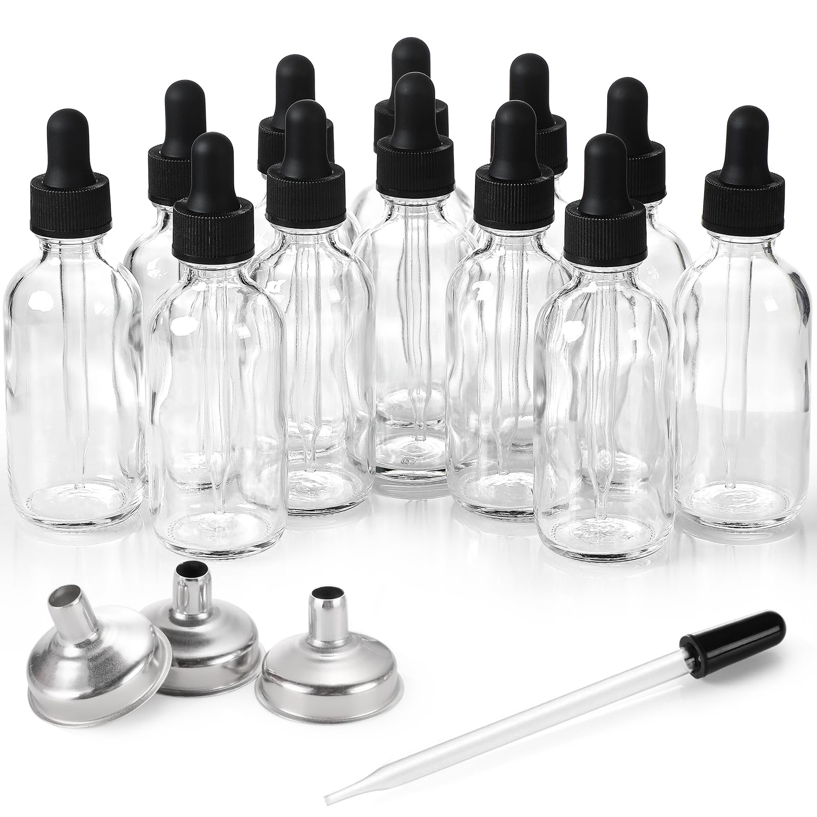 AOZITA 12-pack 2oz glass eye dropper bottles for precise dispensing on the go