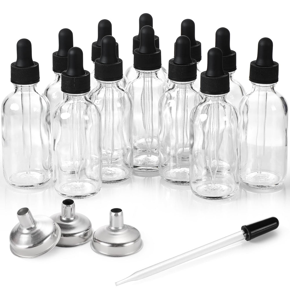 AOZITA 12-pack 2oz glass eye dropper bottles for precise dispensing on the go