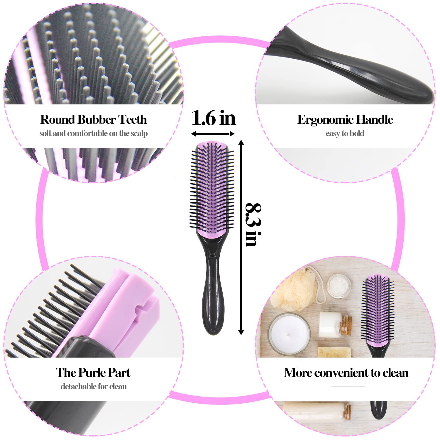 Aozzy 9-row styling brush demonstrates precise curl separation for 3a-4c hair.